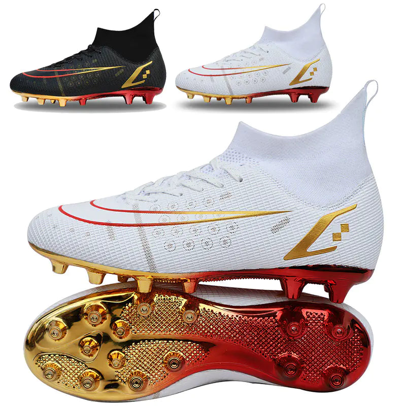 Elite Gold High-Top Soccer Cleats