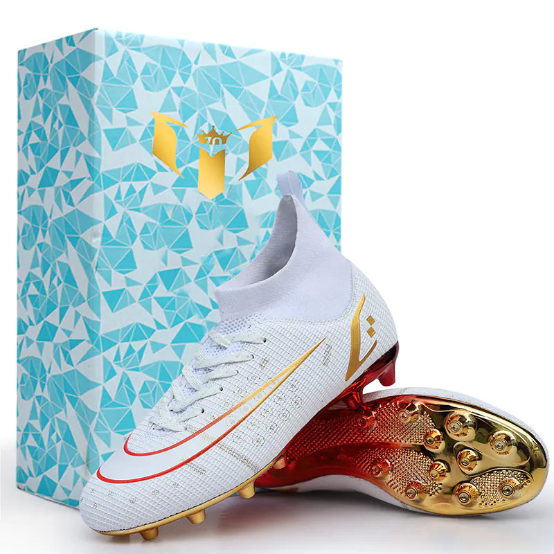 Elite Gold High-Top Soccer Cleats