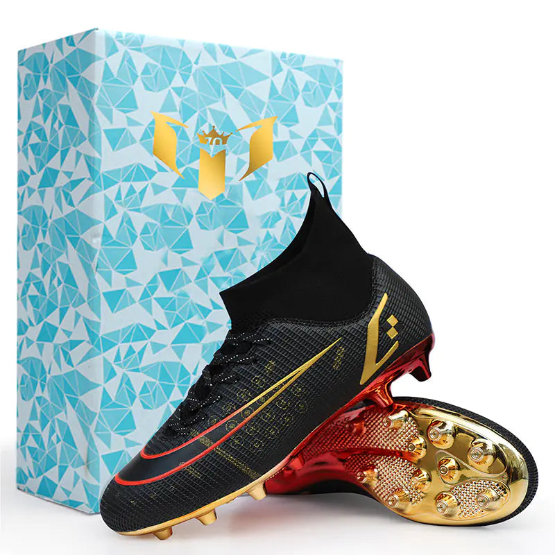 Elite Gold High-Top Soccer Cleats