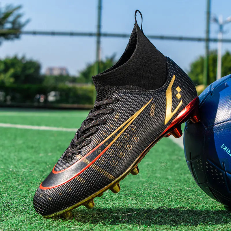 Elite Gold High-Top Soccer Cleats