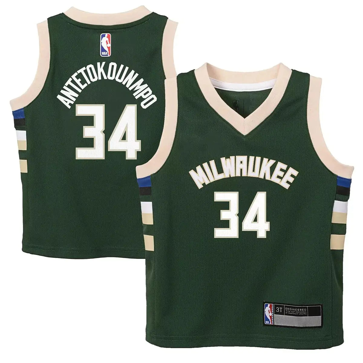 Giannis Antetokounmpo Milwaukee Bucks NBA Toddler Boys 2-4 Green Icon Edition Player Jersey (Size 2T)