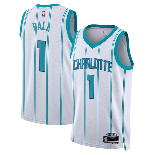 LaMelo Ball Charlotte Hornets NBA Boys Youth 8-20 White Association Edition Swingman Jersey (US Numeric 10 Regular LaMelo Ball Charlotte Hornets White)