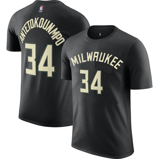 Giannis Antetkounmpo Milwaukee Bucks NBA Kids Youth 8-20 Black Statement Edition Performance Jersey T-Shirt (Size 8)