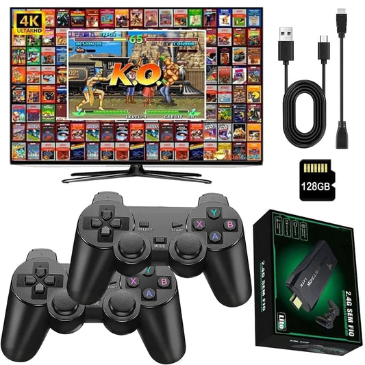 20400+ Retro Game Stick New Model Retro Game Console with 128G Card Plug and Play Video Game Stick TV HDMI Output 2.4GHz Wireless Game Controller