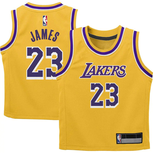 Lebron James Los Angeles Lakers NBA Kids 4-7 Yellow Gold Icon Edition Player Jersey (US Numeric 4 Regular)