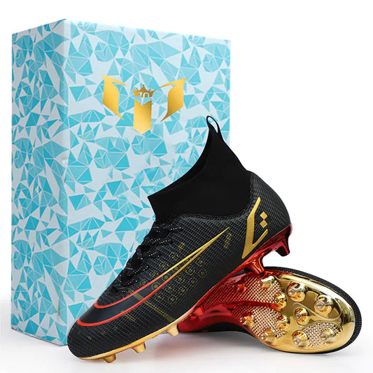 Elite Gold High-Top Soccer Cleats